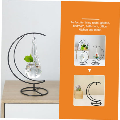 Garneck Moon Plant Stand Ornament Display Holder Iron Half Moon Pendulum Stand for Hanging Glass Ornaments and Air Plants Modern Decorative Rack for Home Office Balcony Garden Space Saving