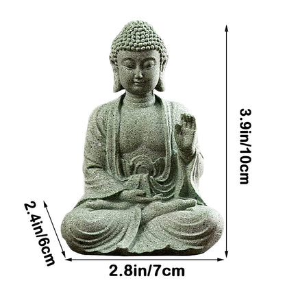livelyfish Meditating Buddha Statue Natural Sandstone Buda Sculptures for Fish Tank Aquarium Decorations Home Zen Garden Bonsai Ornament Decor, Gifts (Fearless-Small)