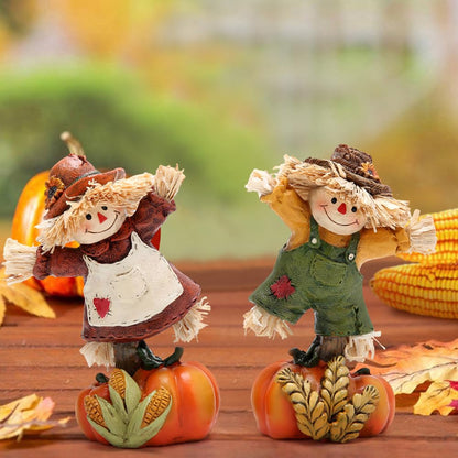 Hodao Collectible Thanksgiving Pumpkin Scarecrow Figurines Harvest Scarecrow Decoration Fall Decorations for Home Handcrafted Artistry Decor Thanksgiving Gifts Tabletop Decor