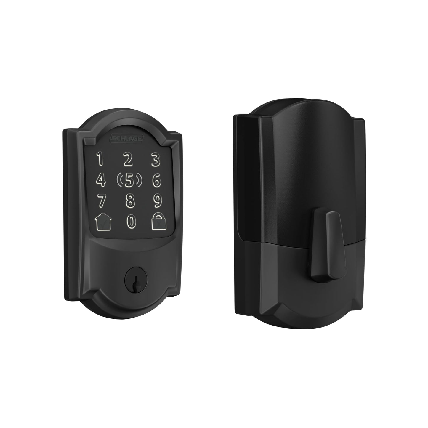 Schlage BE499WB CAM 619 Encode Plus WiFi Deadbolt Smart Lock, Keyless Entry Touchscreen Door Lock with Camelot Trim, Satin Nickel