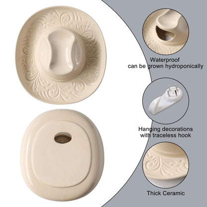 Hanging Wall planters for Indoor Plants, Ceramic Cowboy Wall vases for Flowers, for Bathroom, Living Room, Office, and Home Decor.7.9 x 7.2 x 2.4IN