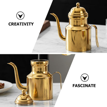 CARMELIT Stainless Steel Oil Bottle, 18oz Olive Oil Dispenser with Drip Free Spout, Kitchen Sauce Container (500 ml)