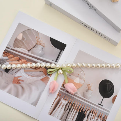 SUQ I OME 1 Pair of Handmade Tulip Flower Curtain Magnetic Tiebacks,Curtain Ties,Curtain Holdbacks for Home Office Decoration,Pink