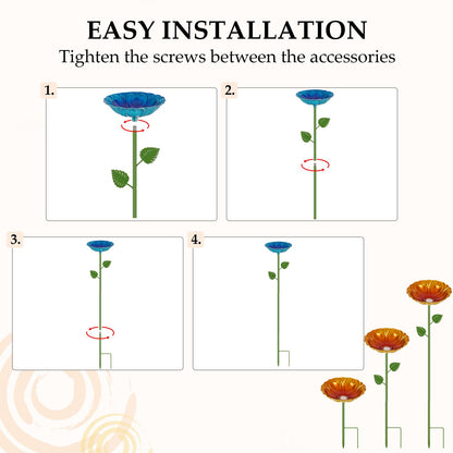 Bee Watering Station | 4 Pack Bee Baths for Garden | Metal Flowers Decorative Garden Stakes | Butterfly Feeder for Outside Garden Yard Decor (Red,Green,Blue,Yellow)