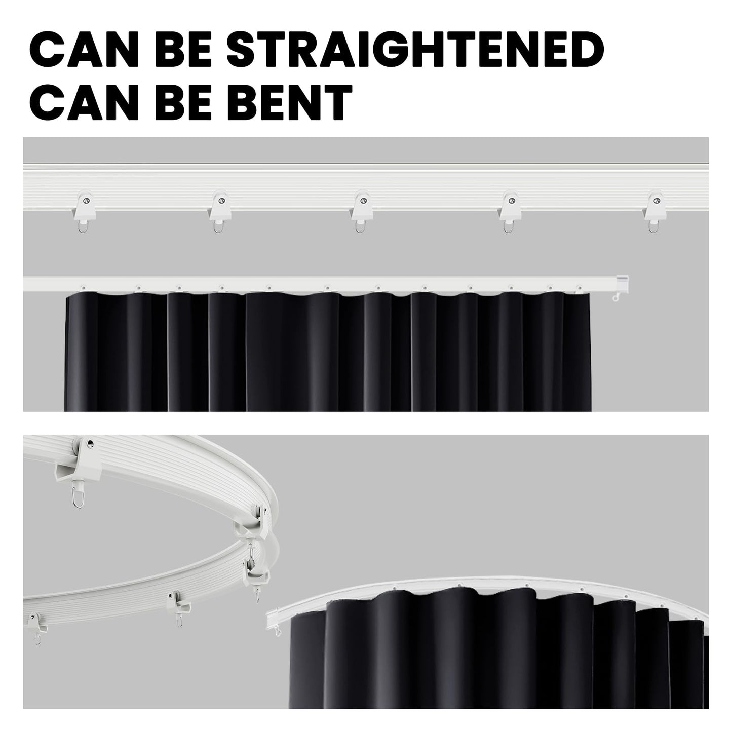 Jilron Room Divider Curtain Ceiling Curtain Track Set for Blackout and Privacy (Gray Curtain + White Track) 106" W x 84" L -1 Piece
