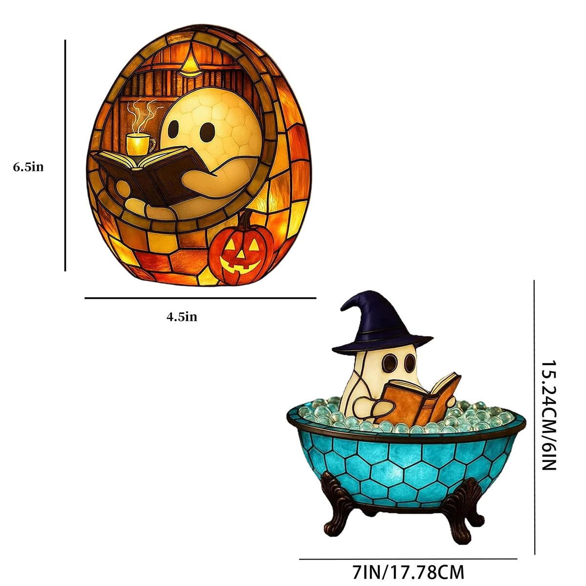 Generic Ghost Bubble Bath Lamp And Reading Book Night Light For Halloween Christmas Decor, Soft Silicone LED Lamp For Bathroom Bedroom Party Gift (2pcs)