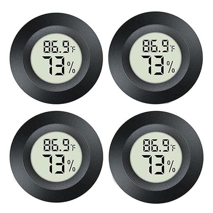 JEDEW 4 Pack Hygrometer Thermometer Digital Humidity Meter Indoor/Outdoor Humidity Monitor Reptile Thermo-Hygrometer for Greenhouse Humidors Terrarium Jars, Fahrenheit (℉) /Celsius(℃) (4)