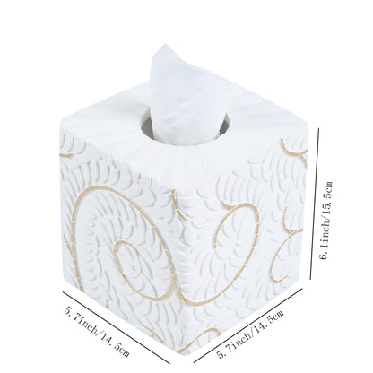 Hymmah Modern Square Tissue Box Cover Holder,Bathroom Accessories Decor Unique Design Tissue Box Cover for Bathroom Vanity Counter Tops Also Great for Bedrooms and Living Rooms