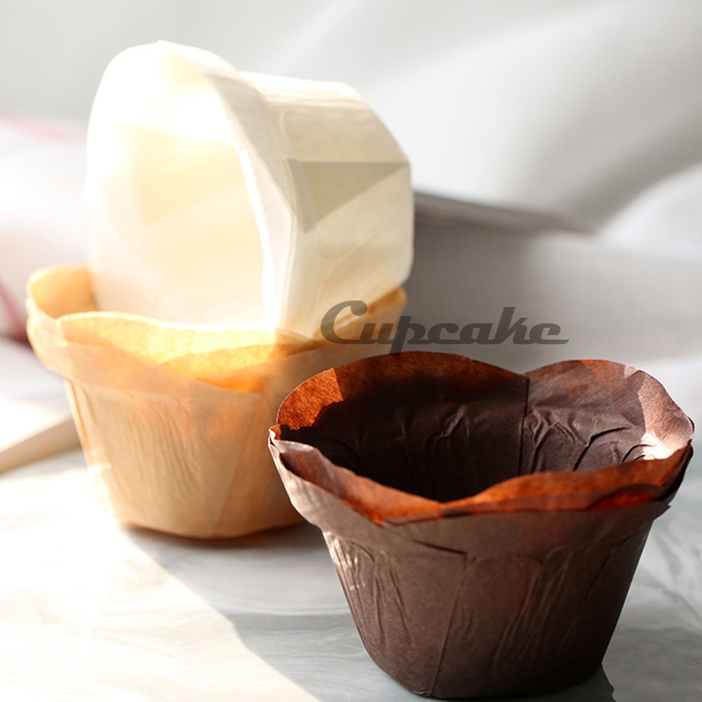 SK Cupcake Liners Baking Muffin Paper Baking Cups for Weddings, Birthdays, Baby Showers (Natural 50pcs)