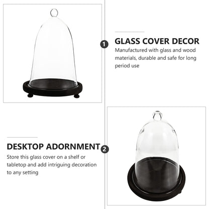 EXCEART Immortal Flower Glass Cover with Brown Wooden Base - DIY Terrarium Container for Home Decor Flower Display and Garden Cloche