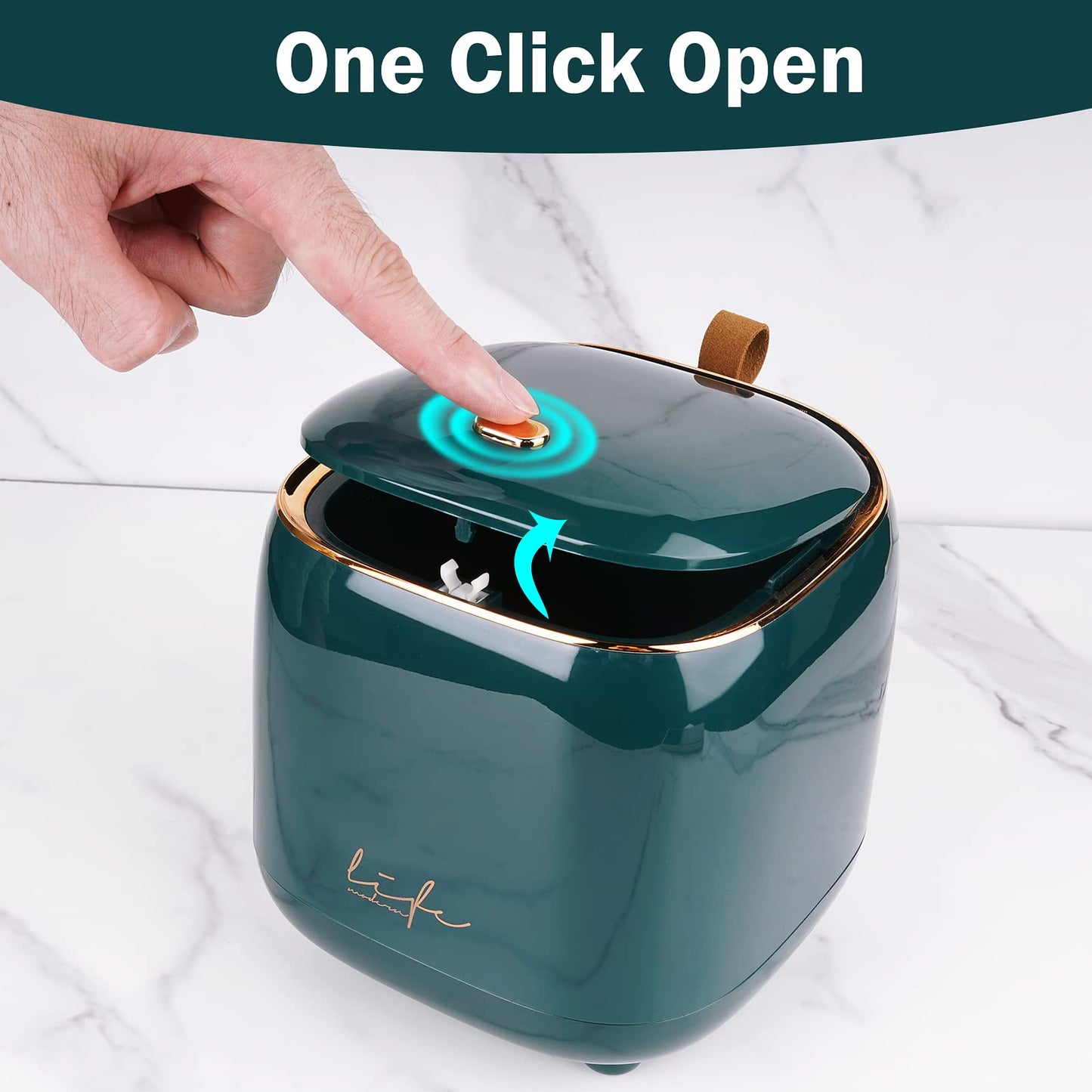 Business King Mini Trash Can 1.6L/0.4 Gallon with Trash Bags 180pcs, Tiny Small Desktop Trash Bin with Lid, Countertop Mini Garbage Bin for Home, Office, Kitchen, Bedroom, Bathroom (Blue)