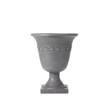 Christopher Knight Home Sical Round Concrete Planter Set of 2, 2 Pack Garden Flower Pot with Drainage Hole, MGO Patio Urn Planter for Outdoor Plants, Outdoor Planter Box, No Assembly, Light Gray