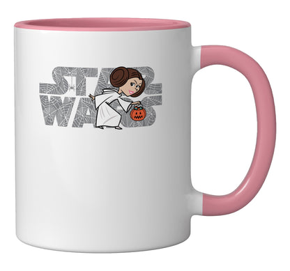 Star Wars Logo Princess Leia Halloween Ceramic Mug, Pink/White