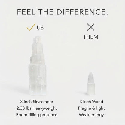 The Chrysalis Stone | Selenite Skyscraper | 8'' Tall | 1 pc | Crystals and Healing Stones, Spiritual Gifts for Women, Reiki, Chakra, Yoga, Meditation Accessories