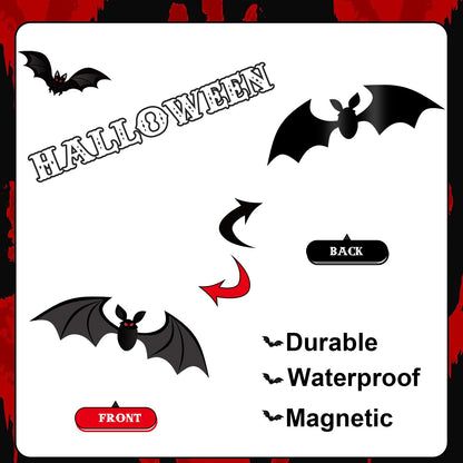 JarThenaAMCS 23Pcs Halloween Garage Decoration Magnet Tombstone Cross Bat Refrigerator Decals Black Magnetic Stickers for Party Home Door Car Dishwasher Decor