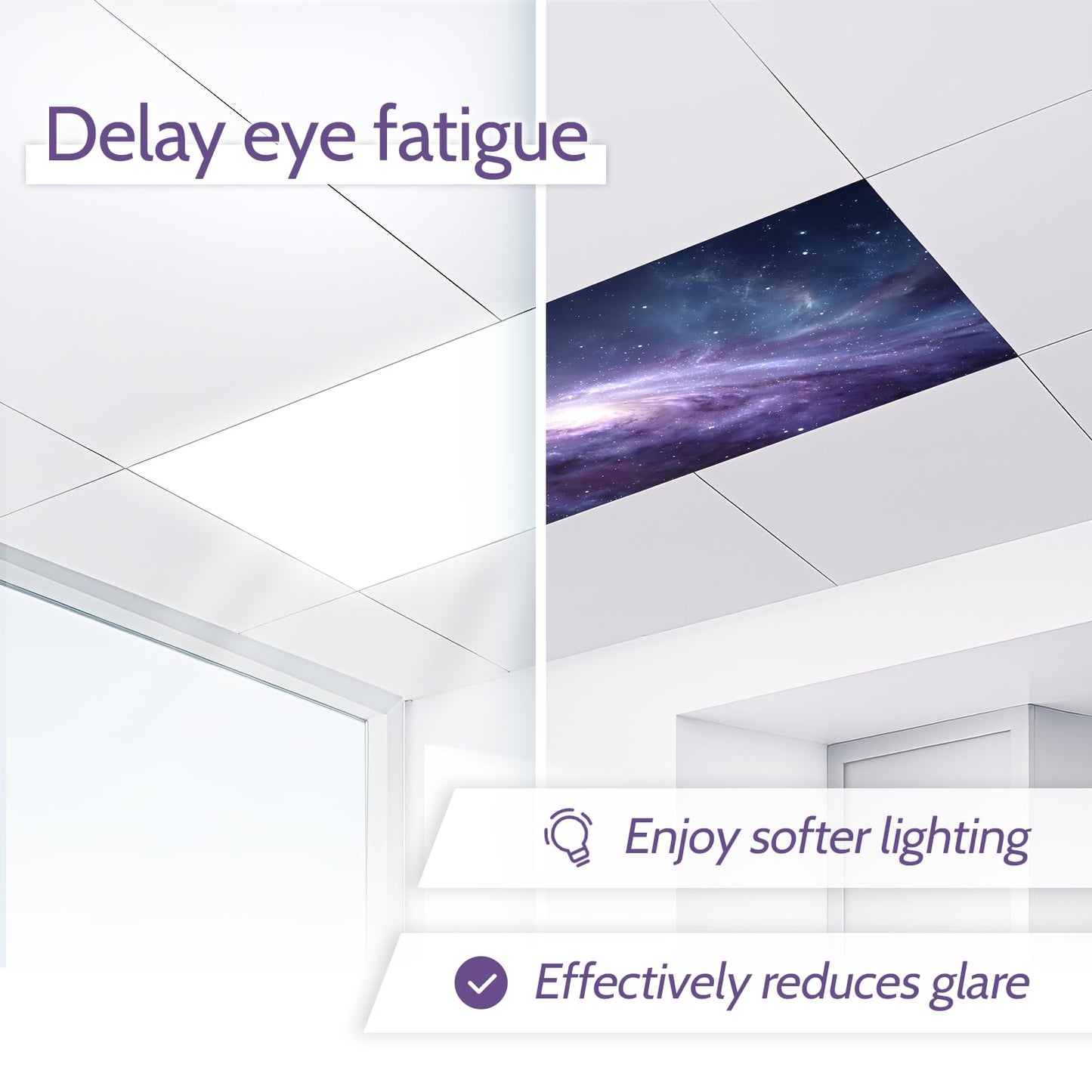 Starry Sky Magnetic Light Covers 8-Pack (2×4 ft) – Night Sky Ceiling Filters, Tool-Free Magnetic Mount, Flame-Resistant & Heat-Safe, Soften Glare & Protect Eyes, Classroom/Office/Home