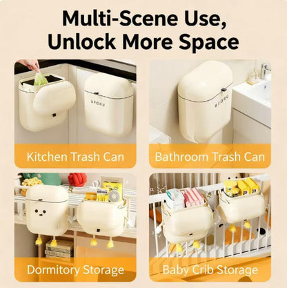 Reflygen 2.4 Gallon/9 Liter Kitchen Wall-Mounted Trash Can with Lid Ideal for Kitchens,Bathrooms, Offices,and Bedrooms Space-Saving and Decorative Waste Container(Cream White, DIY-Friendly)