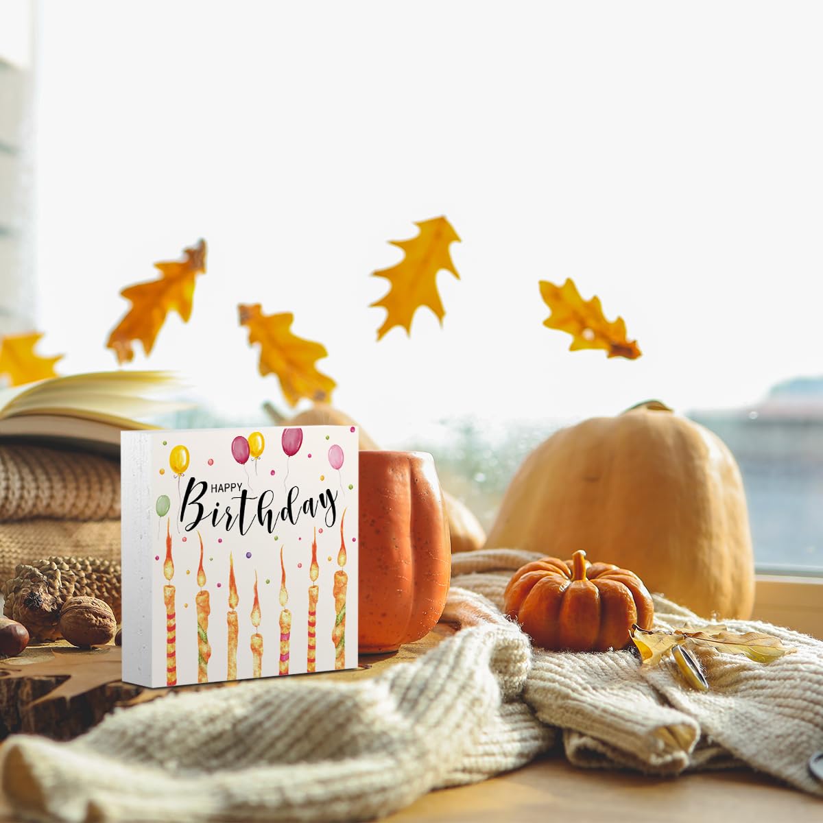 3 PCs Birthday Decorations Wooden Box Sign, Happy Birthday Sign Party Decorations for Friends Daughter Son, Rustic Country Wooden Signs, Living Room Bedroom Desk Tiered Tray Decor Supplies