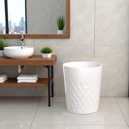 HOLTPHILI Bathroom Trash Can 1.8 Gallon Garbage Can Waste Basket Recycling Bin for Dorms Bedrooms Offices Kitchens, 2 Pack White