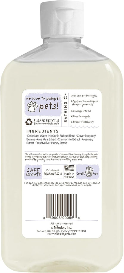 Bobbi Panter Hypoallergenic Dog Shampoo Honey, Aloe Vera, Chamomile & Rosemary – Dye & Fragrance Free Natural Formula for Sensitive & Allergy Skin, Tear-Free, 30:1 Concentrate, 14 oz (Case of 12)