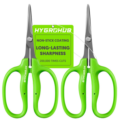Garden Scissors, 2PCS 6in Pruning Shears Snips Non-stick Coated Sharp Steel Blades - Gardening Tools Garden Shears for Plants Herb Flowers in Grow Tent and Hydroponics