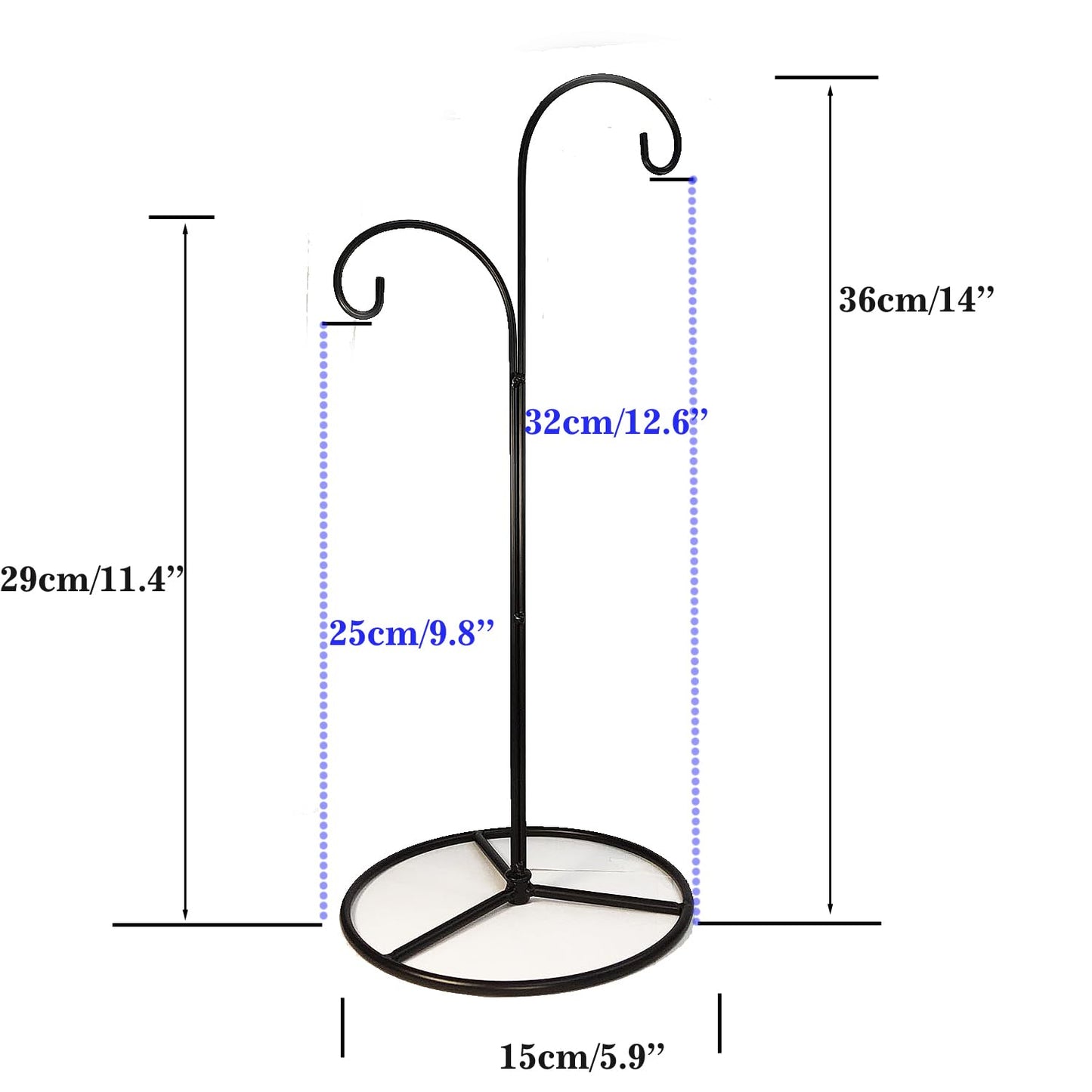 Ornament Display Stand Tall, 2 Pack Gift Ornament Holder with Hook Hanger for Christmas Halloween Decoration, Glass Witch Ball,Home Party Wedding Decor