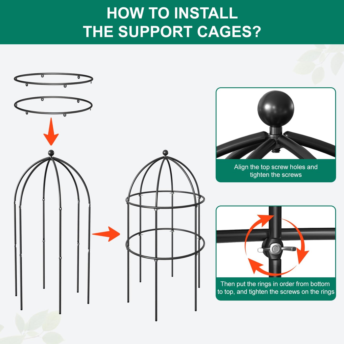 DoCred 3 Pack Plant Support, Plant Supports for Peonies Large Sturdy Grow-Through Steel Flower Support Trellis and Garden Decor | Best to Support Peonies, Baptisia, Sedum, Black