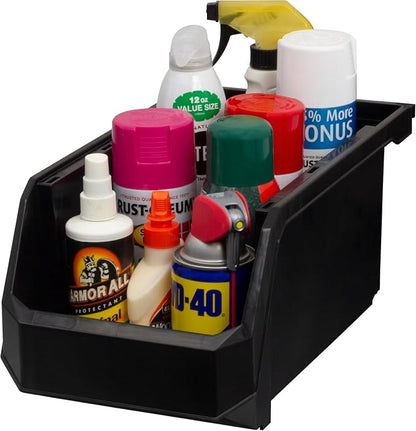 ReadySpace Large Plastic Storage Bins, Stackable Organizer Containers for Closet Pantry Shelf Garage and Office Organization, Black, 6 Pack