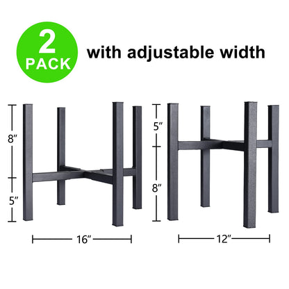 YueTong 2 Pack Indoor Plant Stand for Large Plants, Outdoor Plant Stands Fits 12-16 inch Pot,Adjustable Metal Heavy Duty Planter Stand(Matte Black)