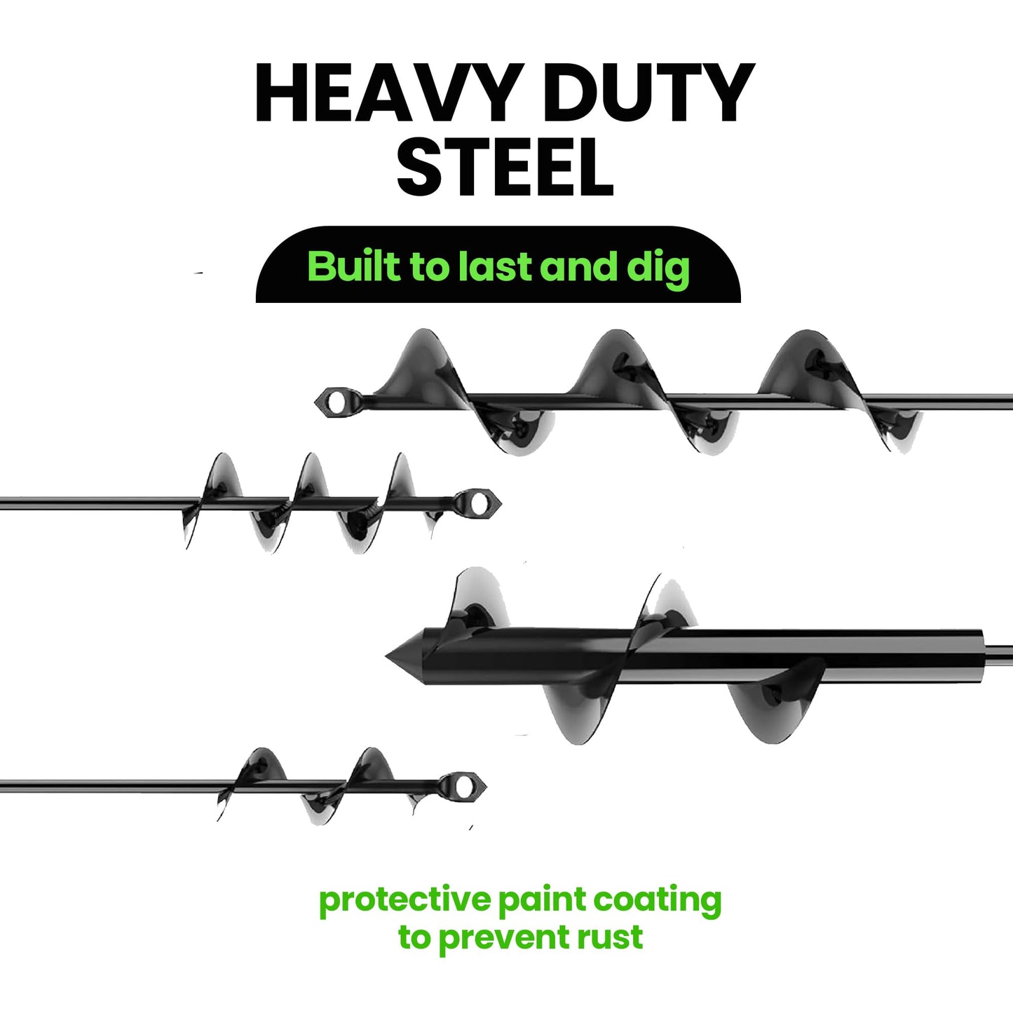 Auger Drill Bit for Planting 4 Pack – Garden Spiral Hole and Bulb Planter Tool for Umbrella Holes - Compatible with 3/8 Inch Hex Drive
