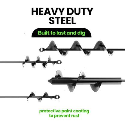 Auger Drill Bit for Planting 4 Pack – Garden Spiral Hole and Bulb Planter Tool for Umbrella Holes - Compatible with 3/8 Inch Hex Drive