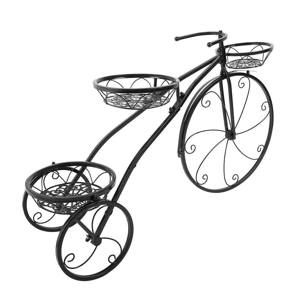 ETHY, Black ,32.3x20x9.4in Tricycle Plant Stand Flower Pot Cart Holder Ideal for Home Garden and Patio,Great Gift for Plant Lovers, Housewarming, Mother’s Day - Parisian Style