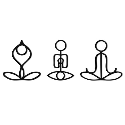 Slickss Zen Wall Art 3-Piece Set - Yoga Pose Metal Sculptures for Meditation Room & Spa Decor, Namaste Calming Wall Art for Yoga Gifts Women, Chakra & Buddha Decor