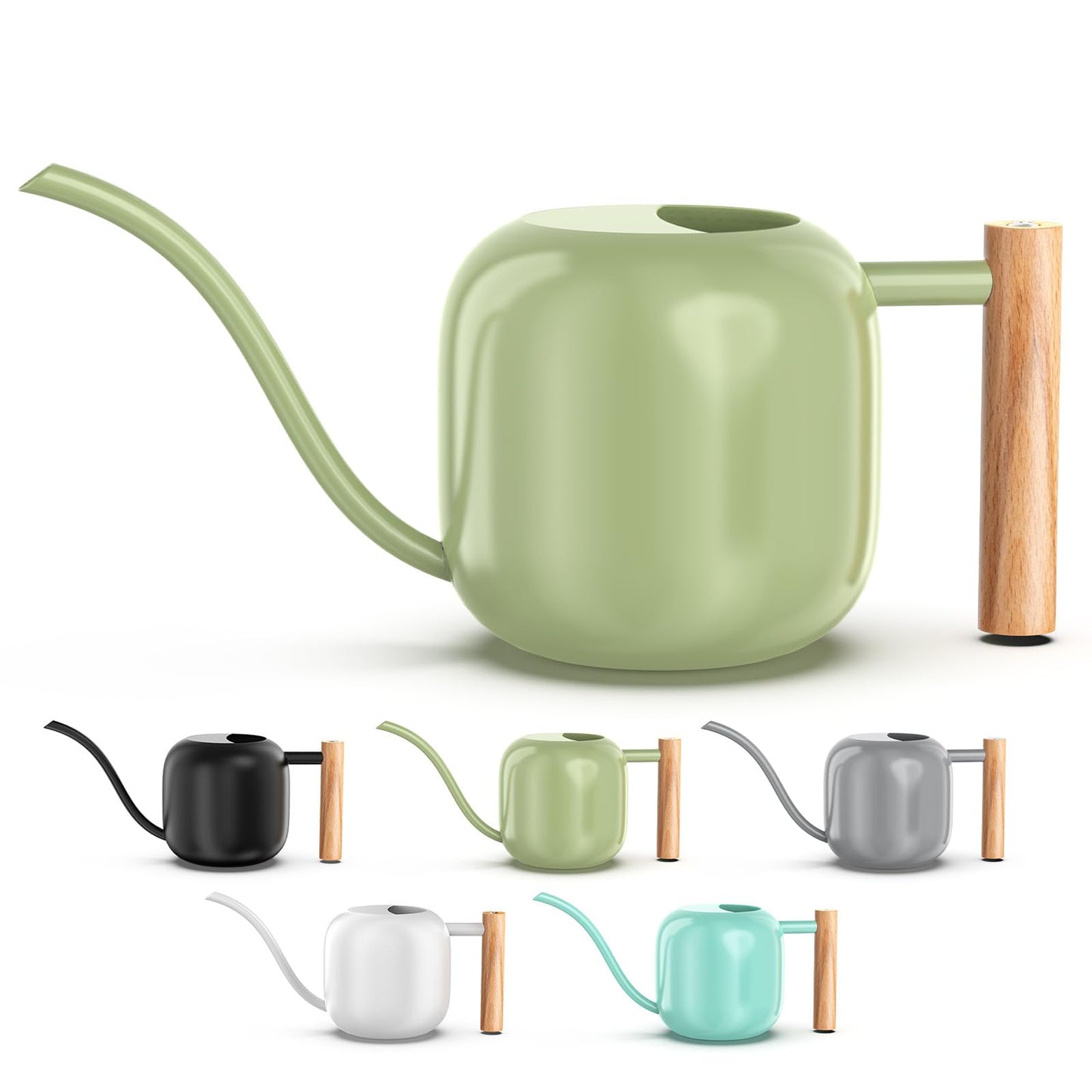 Green Moon Watering Can Indoor Plants 1.2L/41oz Sage Green Water Can Indoor Metal Small Water Can Pot with Long Spout for House Bonsai Plants Garden Flower Decorative