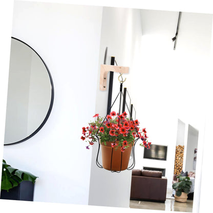 Mikikit Wooden Plant Hangers Indoor and Outdoor, 2pcs Heavy-Duty Wall Mounted Plant Hooks, Natural Wood Hanging Brackets for Flower Pots and Garden Storage
