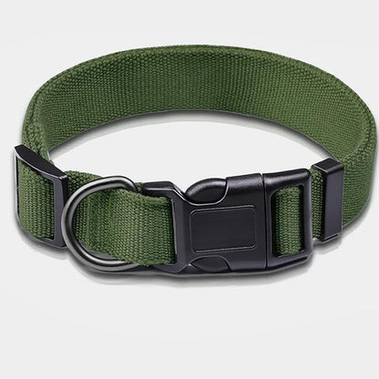 Dog Collar, Olive Green, Adjustable, Quick Release Buckle, 90% Rayon Derived from Bamboo, 10% Polyester, Small, Medium, or Large, for Large Dogs