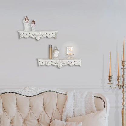 Walasis White Wall Shelves French Country Decor - Decorative Floating Shelf Antique Wood Wall Decor Farmhouse Rustic Hanging Shelves for Living Room Bedroom