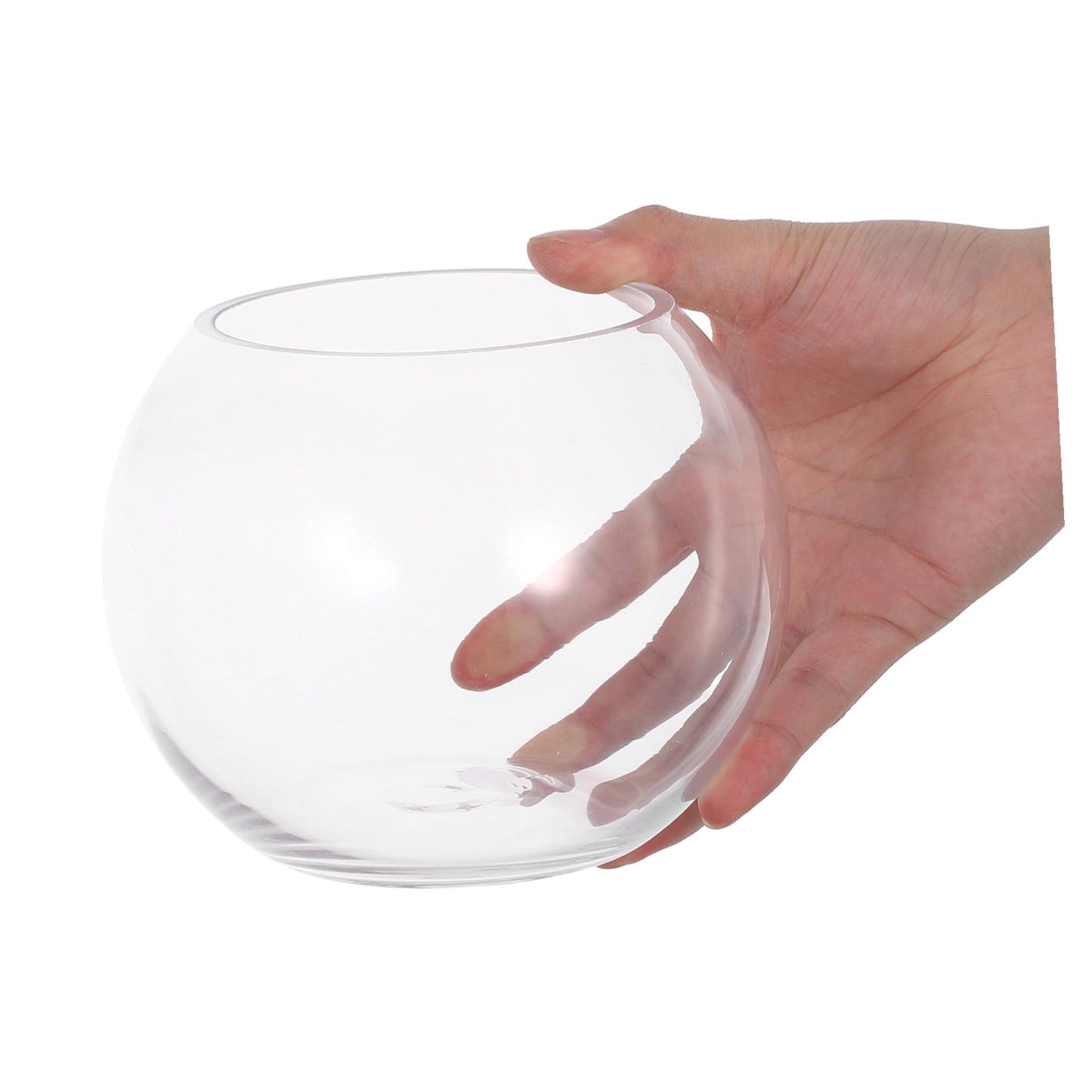 WATIIFUFU Glass Vase Hydroponic Plant Holder 15cm Round Bubble Fish Bowl Terrarium Container for Home Office Desktop Decoration