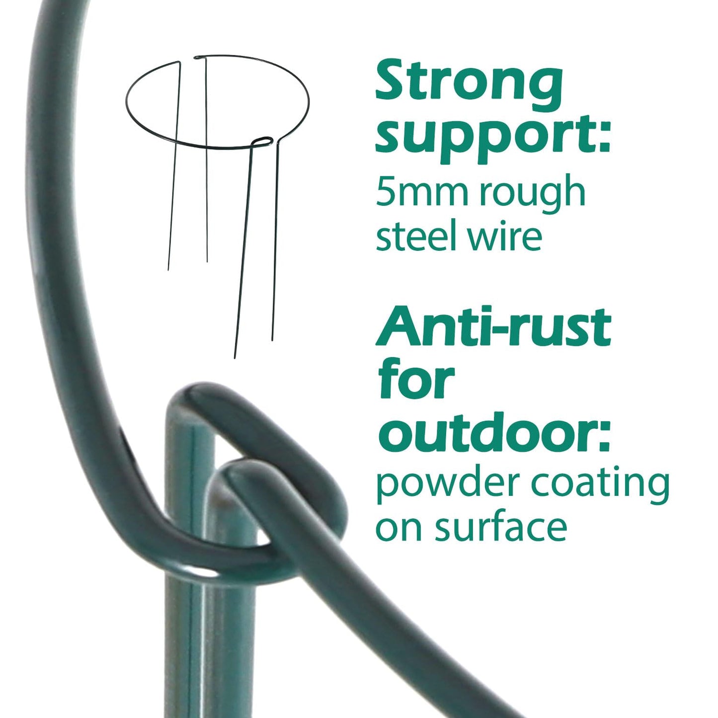 Linyona 32 inch Plant Support Stakes, 10 Pack Half Round Metal Garden Plant Stake Heavy-Duty Plant Support Ring and Cage with Plant Clip & Twist Tie for Indoor and Outdoor Plants, Vegetable, Flowers