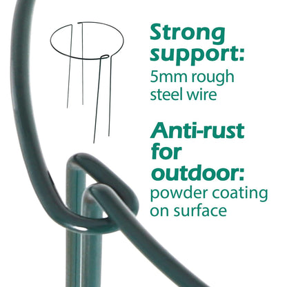Linyona 32 inch Plant Support Stakes, 10 Pack Half Round Metal Garden Plant Stake Heavy-Duty Plant Support Ring and Cage with Plant Clip & Twist Tie for Indoor and Outdoor Plants, Vegetable, Flowers