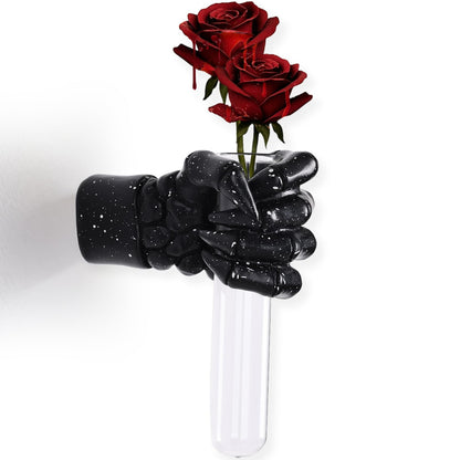 XYQXYQ Halloween Wall Sculpture, Wall Mounted Creepy Skull Hands,Gothic Hanging Art Sculpture,Unique Vase,Horror Skeleton Hand Wall Decorations, Terror Home Decor (Black)