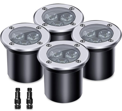 ALEDECO 4 Pack 3w 12v Low Voltage In-ground Lights LED Landscape Light Waterproof IP67 Pathway Lights Outdoor spotlights Trees Flags for Garden,Yard,Tree (Warm White)