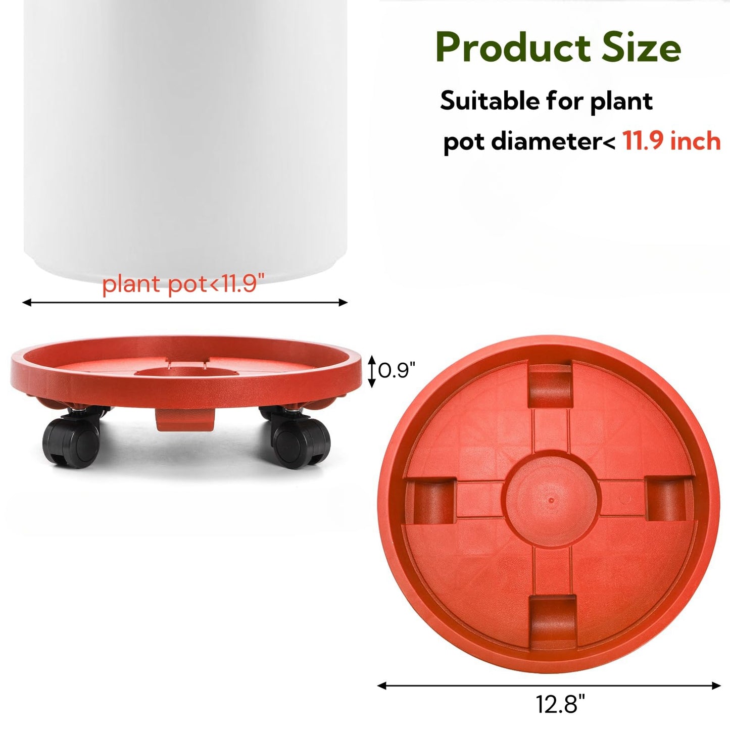 ZOOFOX 2 Pack Plant Caddy with Wheels, 12" Rolling Plant Stand for Indoor and Outdoor Use, Heavy Duty Plant Dolly for Large Plant Pots, Flower Pot, Patio