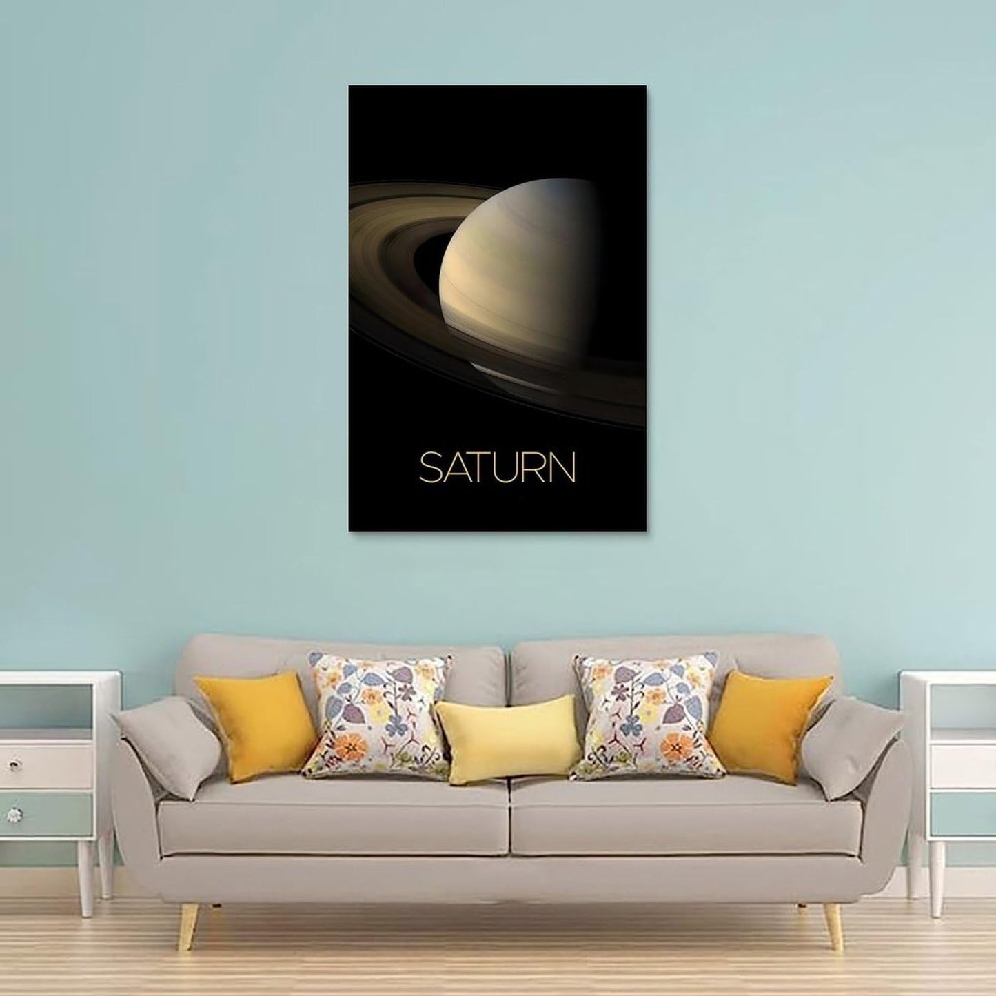 XIAOLOUTINYU Solar System Canvas Wall Art - Saturn Planet Space Poster for Kids Room Bedroom Classroom, STEM Educational Astronomy Decor, Science Gift for Boys Girls Teens, 16x24 Inch Unframed