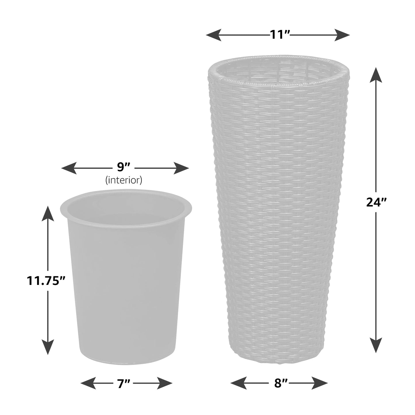 Balkene Home Noah Round Wicker Planter Tall Planter Decor Box for Adaptable Outdoor Furnishings All Weather Versatile Perfect Patio Herb Garden Living Space - 2 Piece Set - Mocha