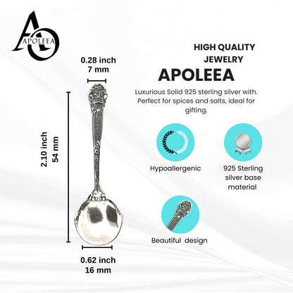 925 Sterling Silver Small Salt Spoon - Premium Quality 2.1" Regal Spoon - Beautiful Flower Designed Handle - Gift for Culinary Enthusiasts