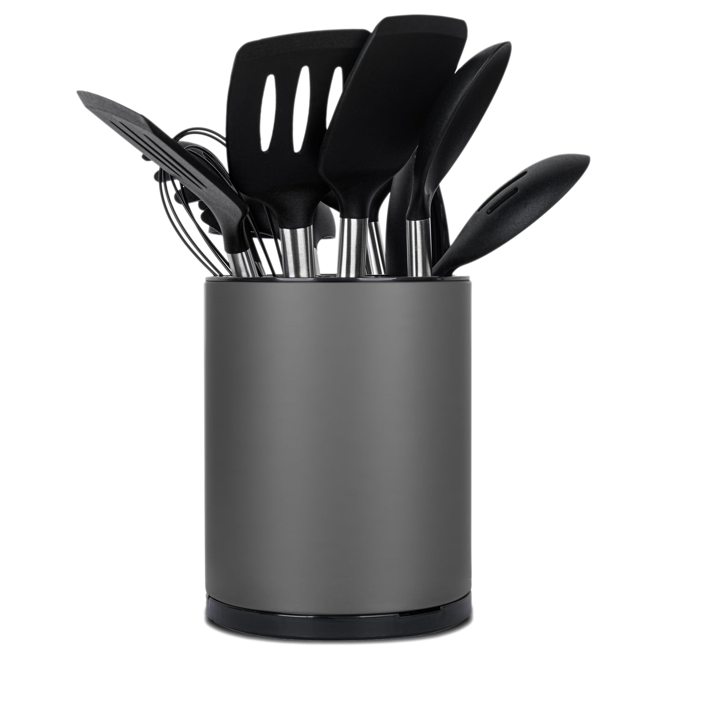 Haiyouneer Kitchen Utensil Holder for Countertop 360° Rotating Utensil Caddy Extra Large Utensil Crock Cooking Utensil Holder for Kitchen Counter (Dark Grey)