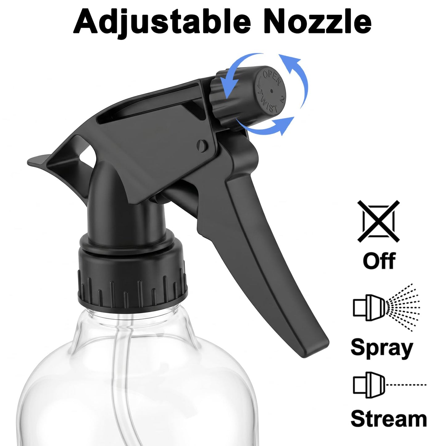 Bekith 12 Pack 8 Oz Empty Plastic Spray Bottle with Black Trigger Sprayers - Adjustable Head Sprayer from Fine to Stream - Refillable Sprayer for Water, Kitchen, Bath, Beauty, Hair, and Cleaning
