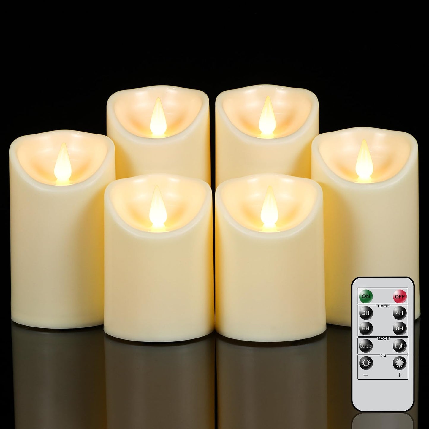 KunSwenn Flickering Flameless Candles with Remote Timer, LED Candles Battery Operated, Won’t Melt Plastic Velas Artificiales para Decoracion for Wedding Halloween Christmas Decor(Ivory, Set of 6)