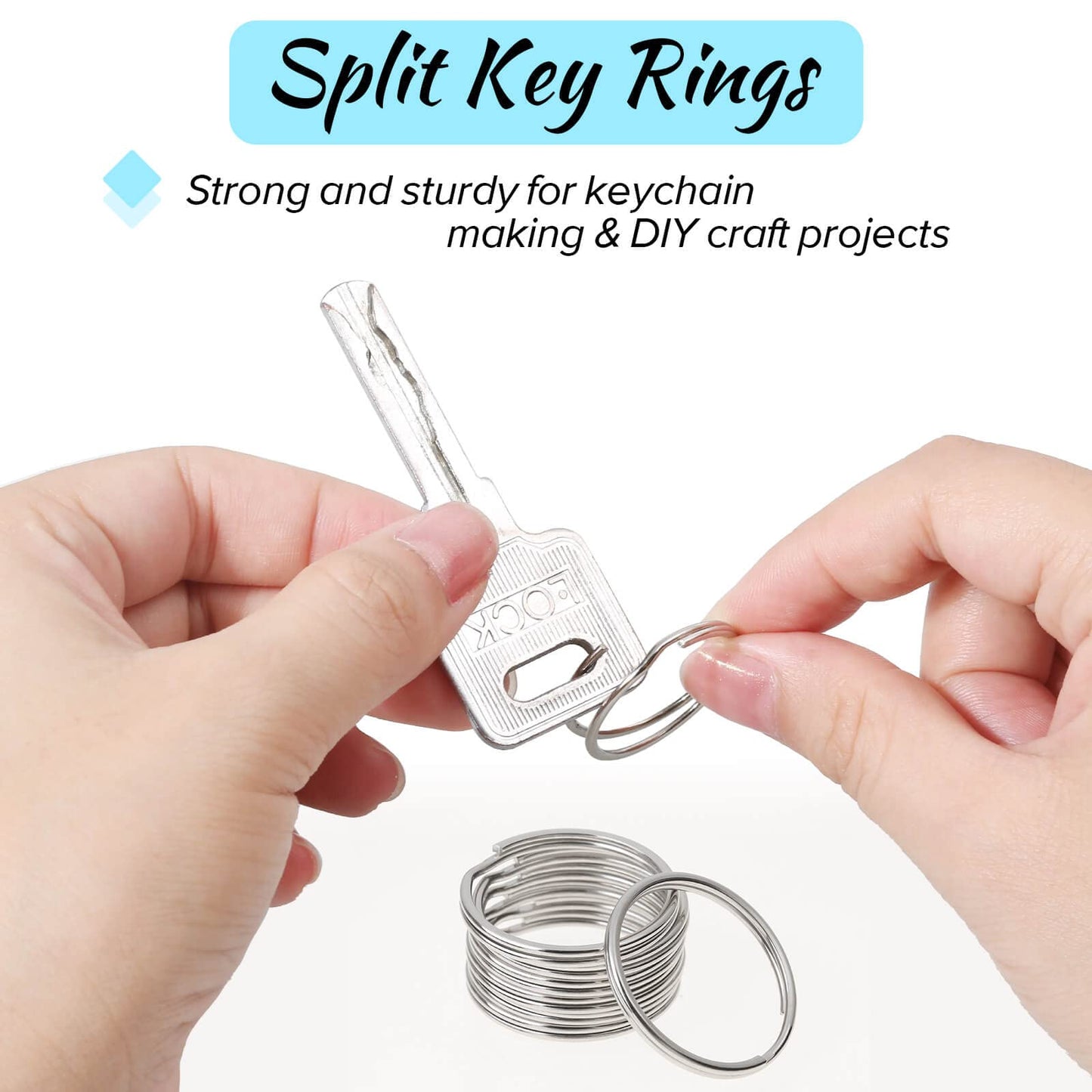 Paxcoo 100 Pack Keyrings, Split Key Rings Bulk for Keychain and Crafts (1 Inch)